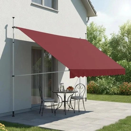 Ombrellone portatile a mano, estensione 400CM, altezza regolabile 200-300CM, costruito con alluminio e tela.