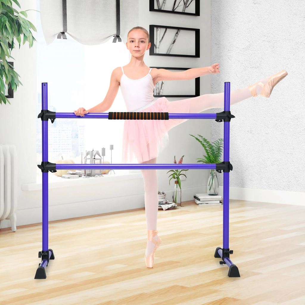 Sbarra danza portatile con altezza regolabile, Doppia sbarra fitness per ballare e allungare i muscoli Viola-Sbarre da danza