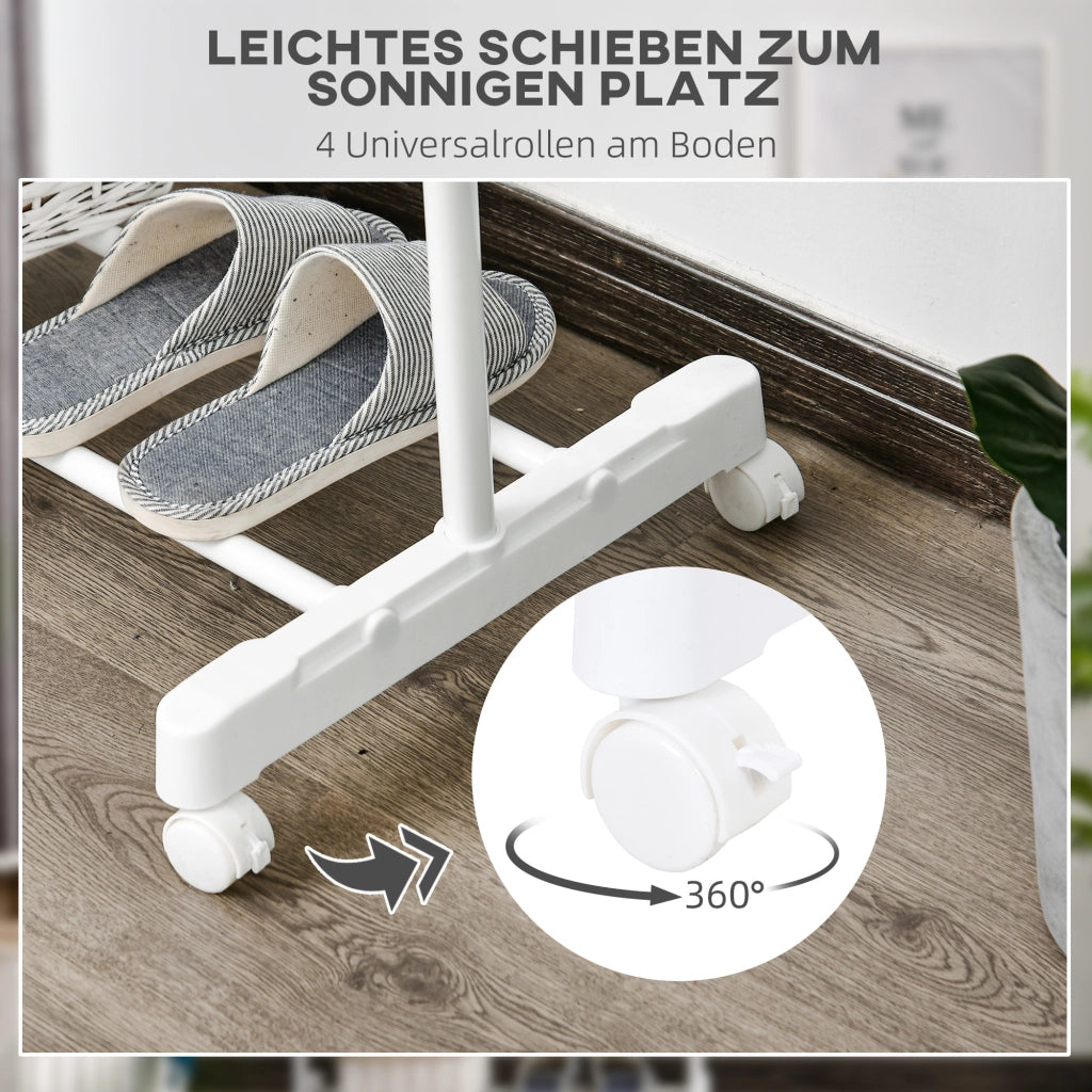 Appendiabiti con ruote ¨C zephmum ¨C bianco, 4 ruote, regolabile in altezza