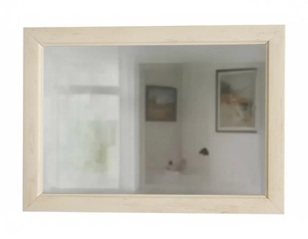 Specchiera rettangolare legno shabby avorio patinato  90x60x3 - Mobili 2G