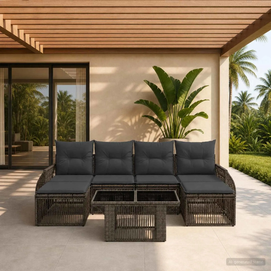 Set Divano da Giardino 7 pz Grigio e Grigio Scuro polyrattan 3436982