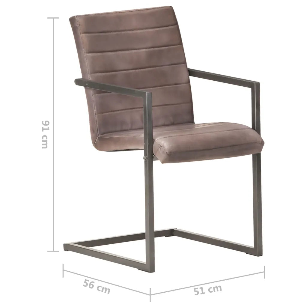 Sedie da Pranzo a Sbalzo 2 pz Marroni in Vera Pelle 321841