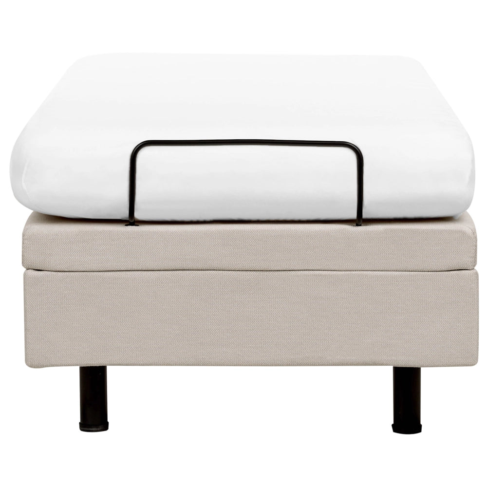 Letto elettrico matrimoniale tessuto beige regolabile con telecomando senza testiera 80x200 cm stile moderno
