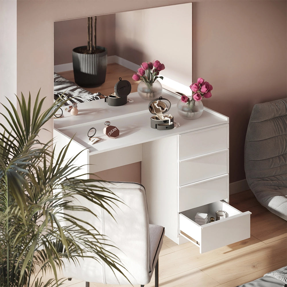 Vicco Tavolo da toeletta Bianco 110 cm con specchio
