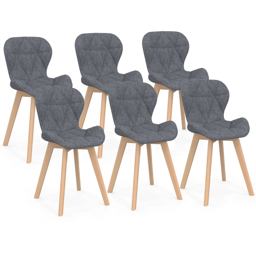 IDMarket - Set di 6 sedie da pranzo ROBINE in tessuto grigio scuro