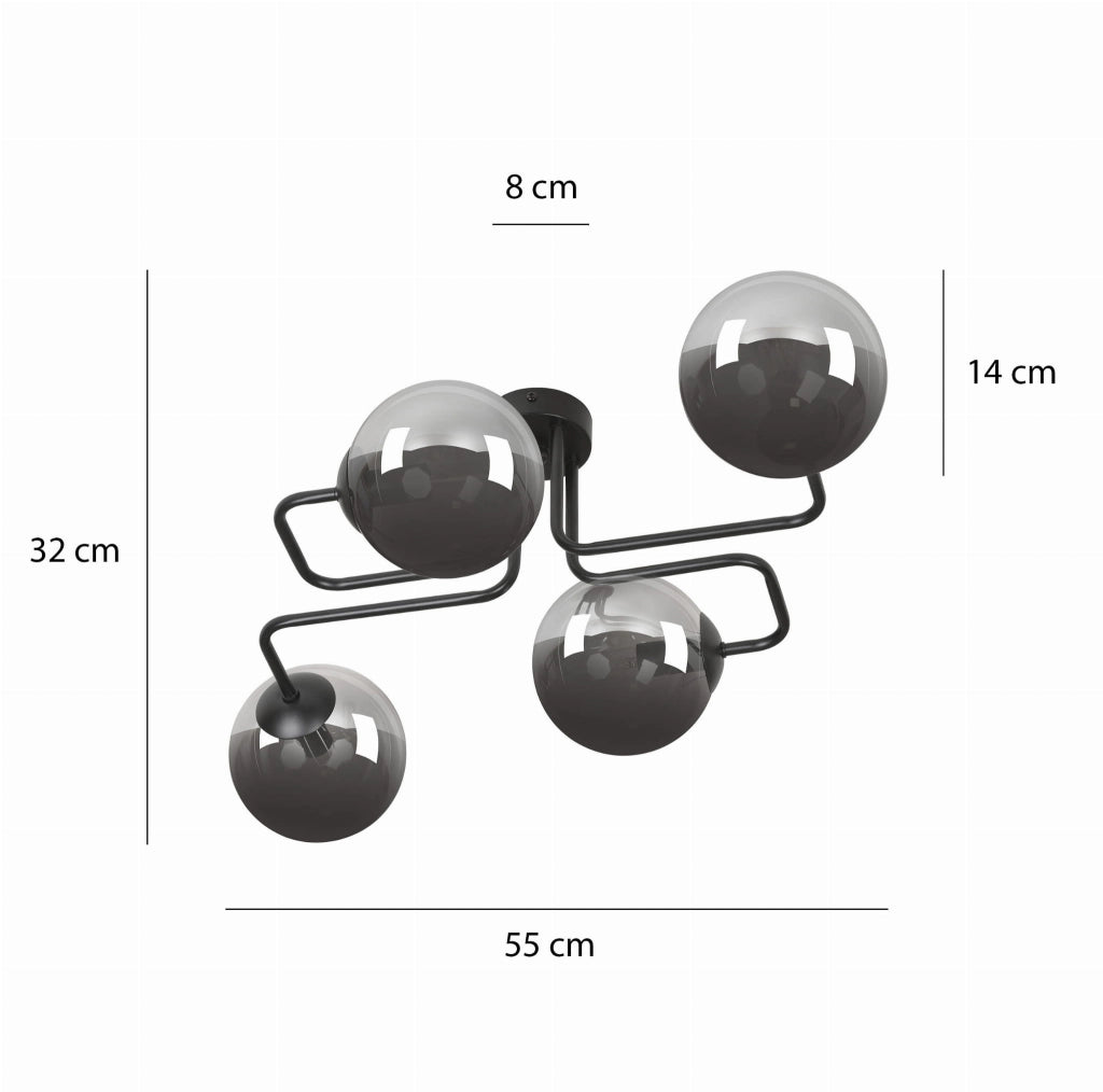 Plafoniera da soffitto Emibig Brendi 4xE14 metallo nero/grafite