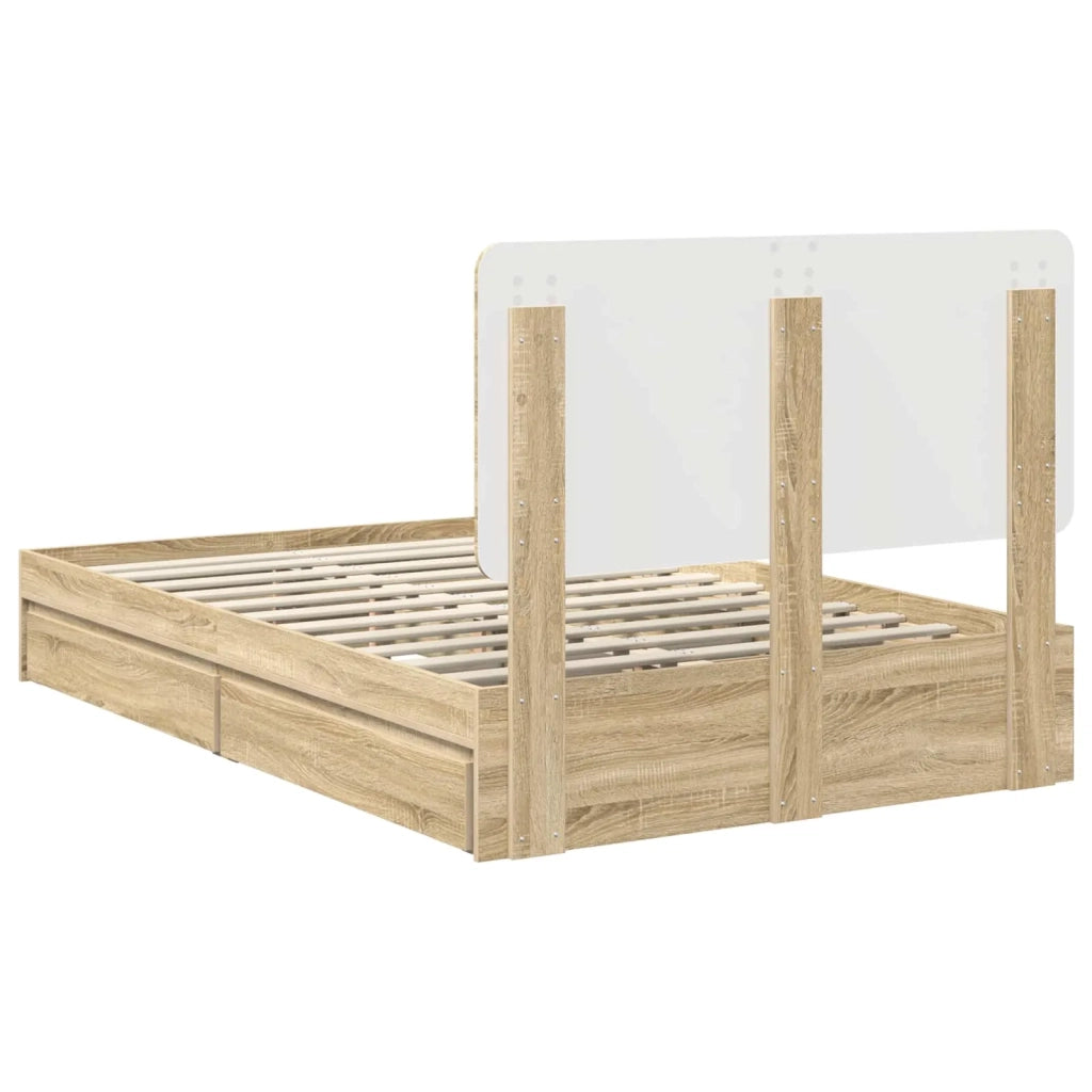Letto con Contenitore con testiera Rovere Sonoma 135 x 190 cm 3412695