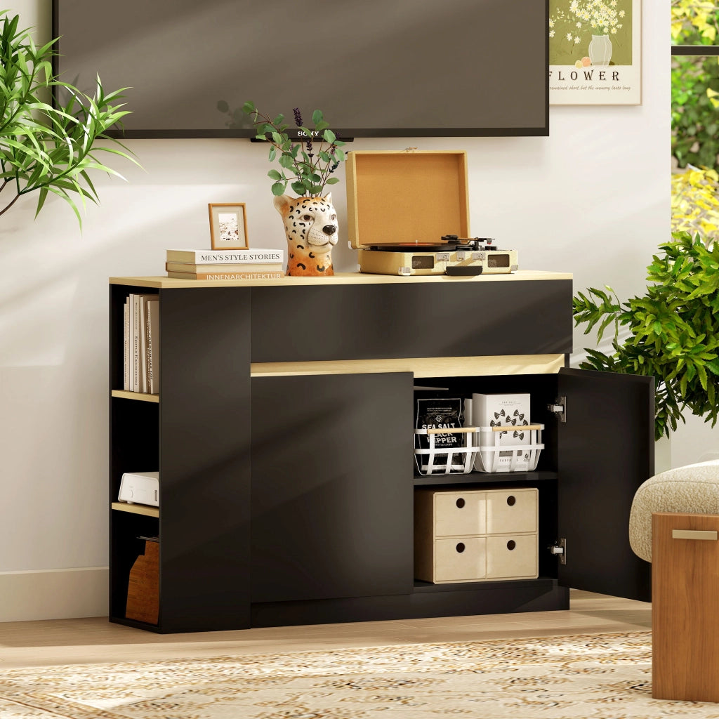Credenza con cassetti e ante ¨C zephmum ¨C 110x29.5x82 cm nero