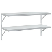 2 pz Mensole a Muro | Scaffale Parete | Ripiano a parete 100x40 cm Argento in Acciaio Inossidabile