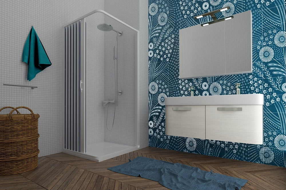 Box doccia apertura laterale a pacchetto pvc bianco h.185cm MITE 80-60x80-60cm