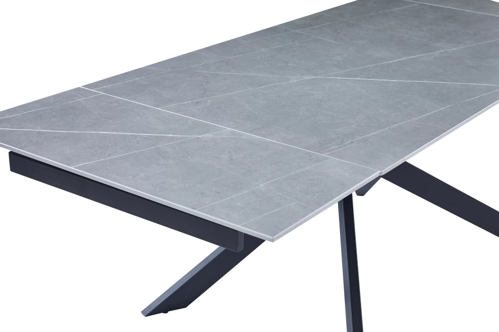 Mobili 2g - tavolo moderno allungabile piano pietra ardesia grigio chiaro 160x90x78 - Mobili 2G