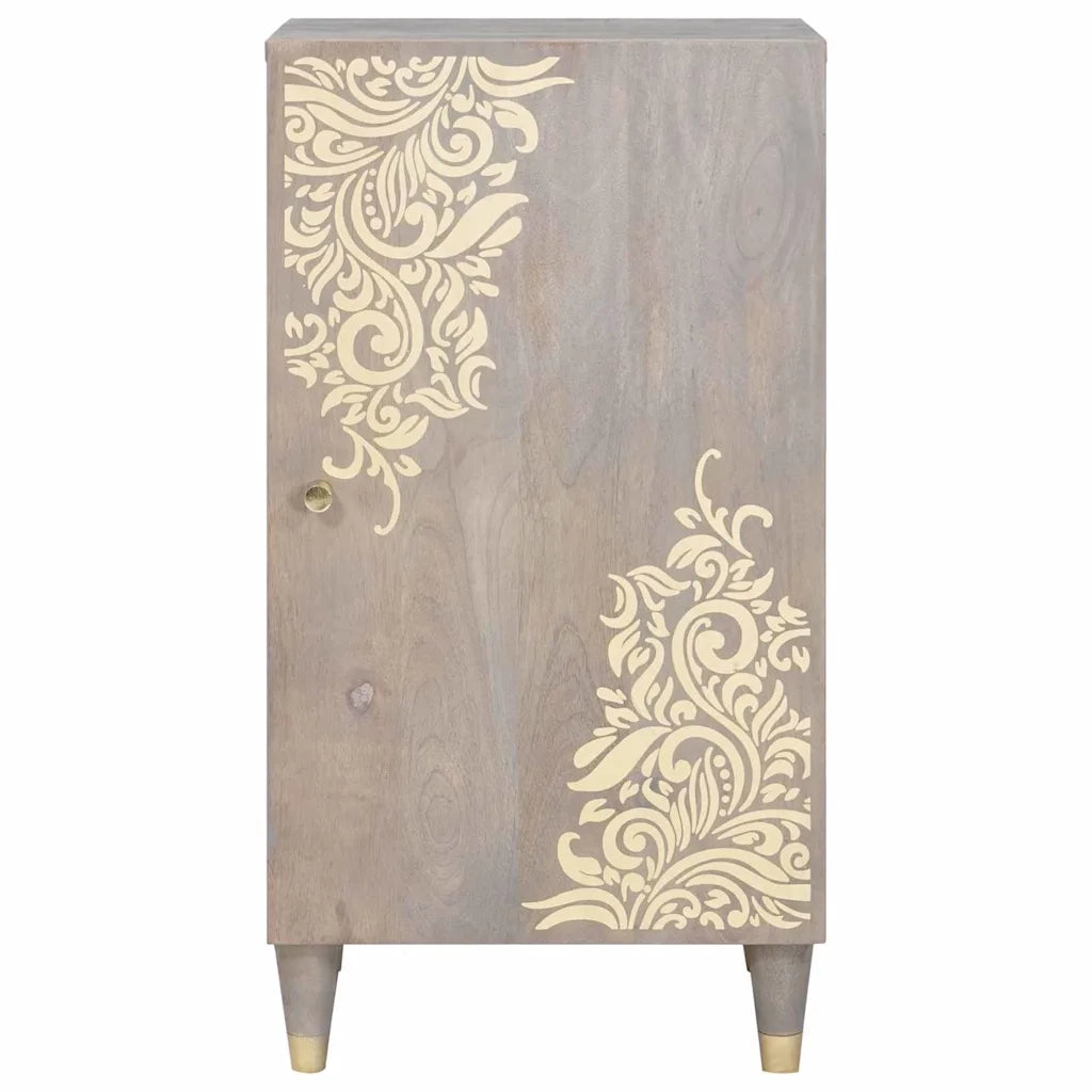 Credenza | Madia | Buffet da pranzo | Armadio da pranzo Grigio e Oro 40 x 33 x 75 cm Legno di mango massello