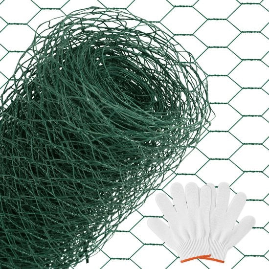 Kippengaas a tre spirelle 1x25m - Mazze a sei punte di 27 mm, acciaio galvanizzato per recinzione verde