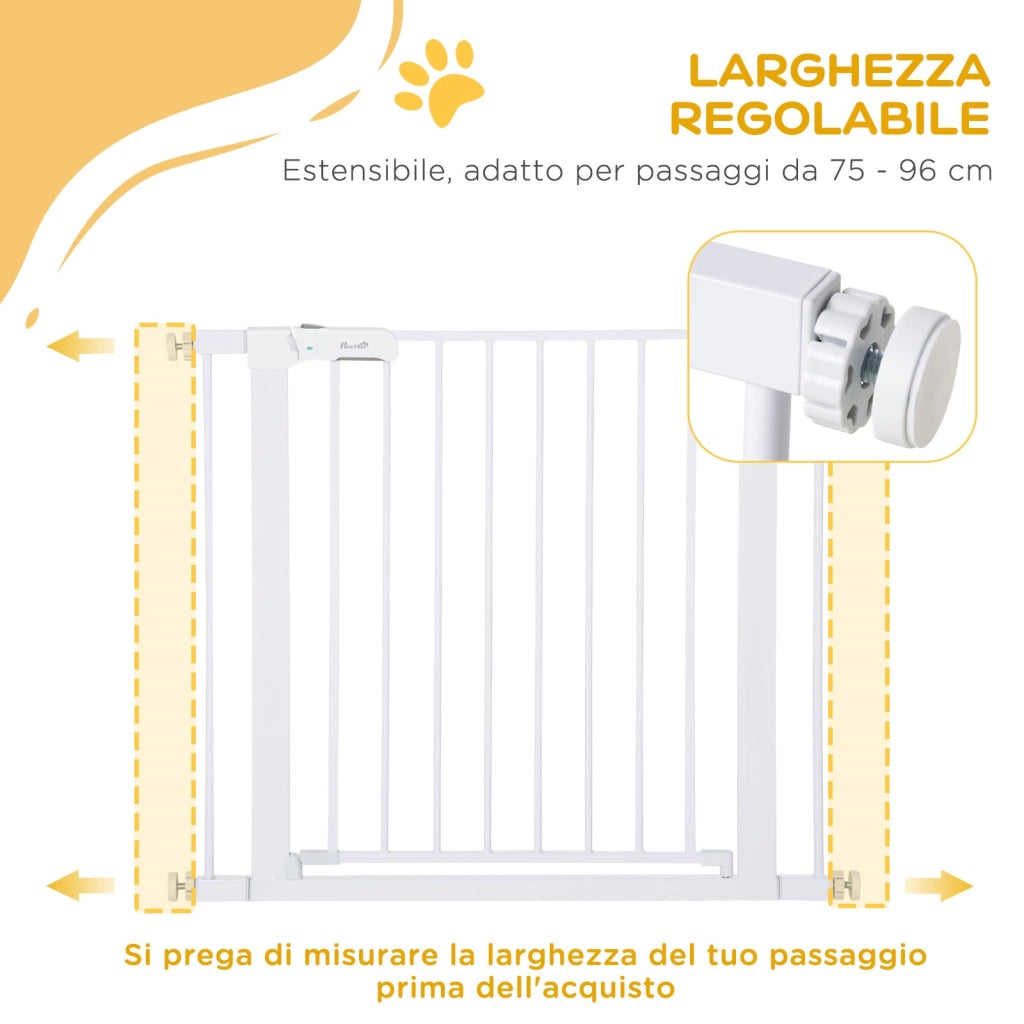 EasyComfort Cancelletto di Sicurezza per Cani, Fissaggio a Pressione Larghezza Regolabile 75-96cm