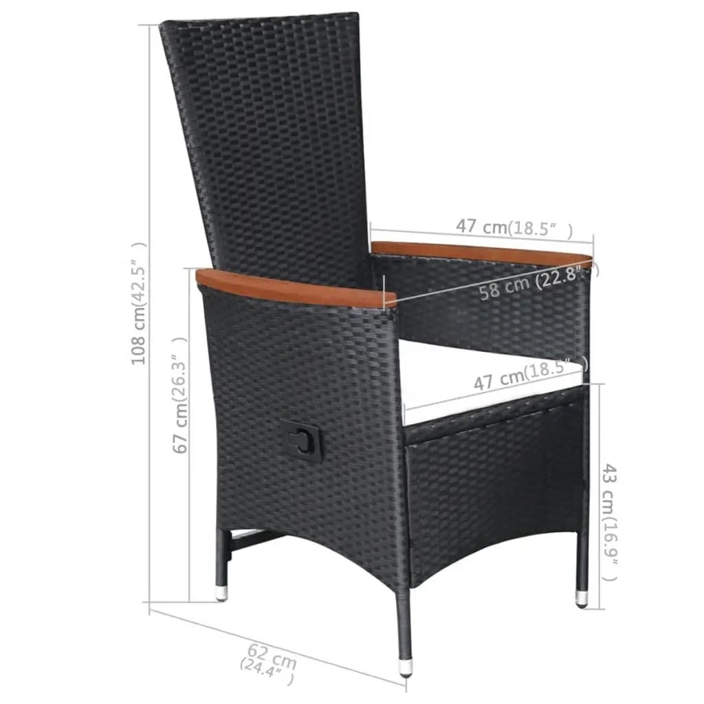 Set Mobili da Pranzo per Giardino 5 pz Nero 3072140