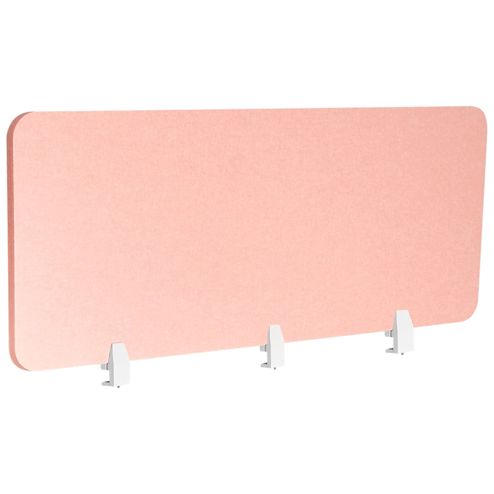 Divisorio da scrivania in PET con rivestimento in tessuto 180 x 50 cm rosa chiaro Schermo acustico Morsetti di montaggio modulari Casa Ufficio