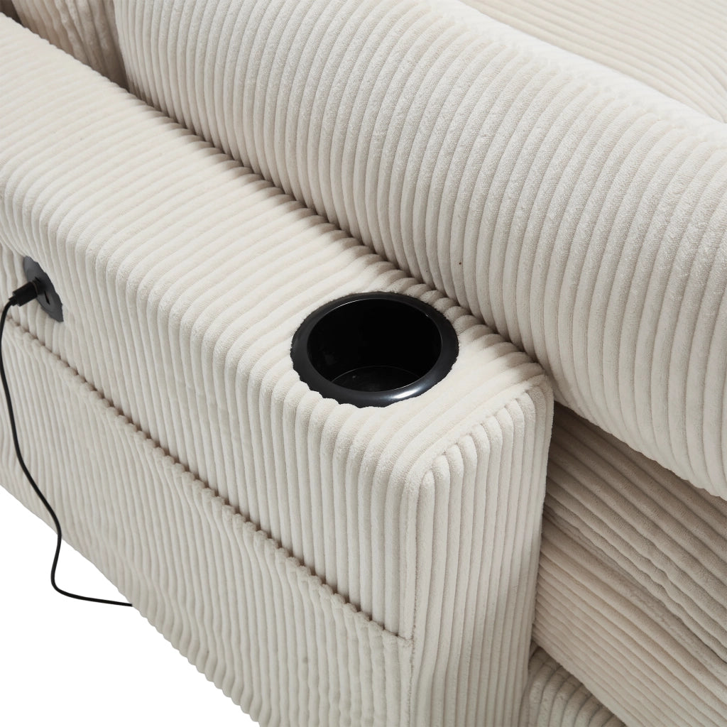Divano 2 posti 224x140x81 cm modulare separabile in velluto a coste beige