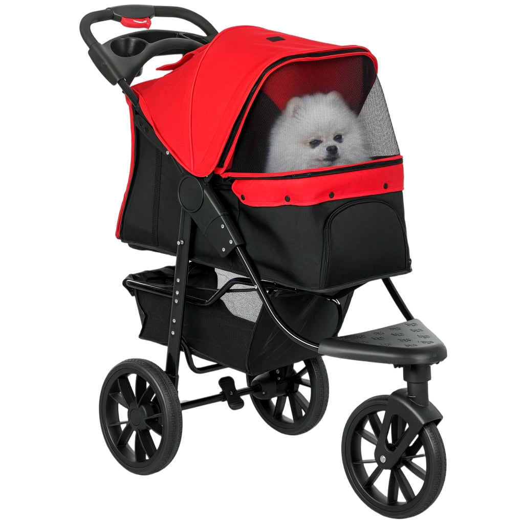 Passeggino per cani pieghevole ¨C Xylo ¨C 3 ruote, fino a 10 kg, rosso, 109,5x57,5x106,5 cm