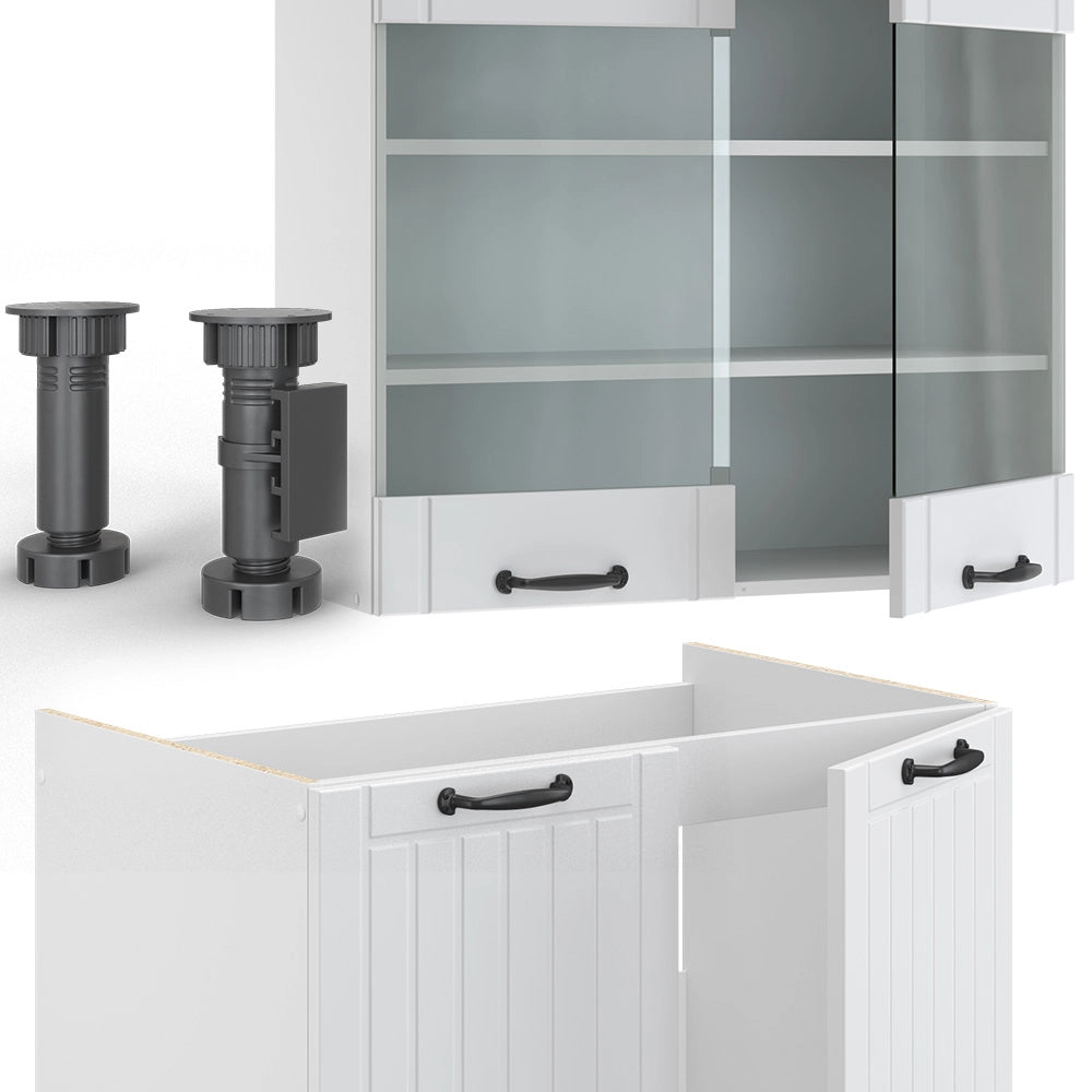 Cucina componibile Fame-Line Bianco rustico/Bianco 235 cm, PL Rovere Vicco