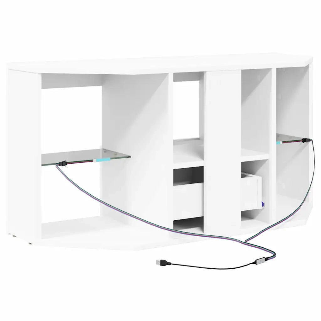 Mobile TV LED Angolare Bianco 100 x 40 x 50 cm