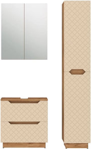 Set di mobili da bagno Lotta, Cachemire, 59.8 cm, composto da mobile sottolavabo, specchiera e colonna alta