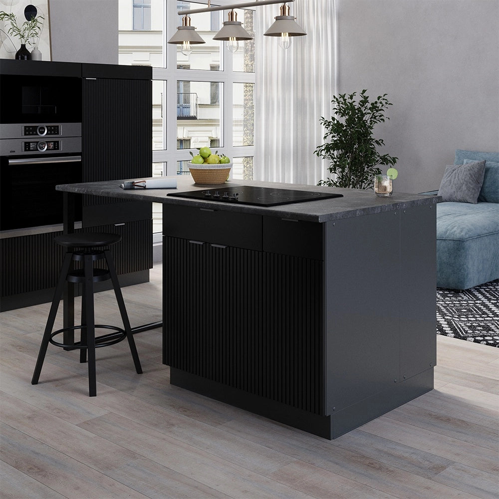 Isola cucina Fame-Line Nero rigato/Antracite 90 cm senza piano di lavoro Vicco