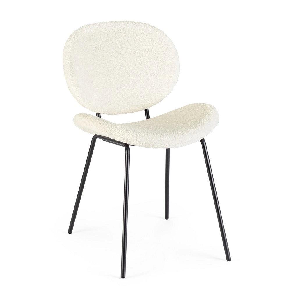 Set di 2 Sedie Imbottite in Tessuto Bouclé con Gambe in Acciaio - VIOLET