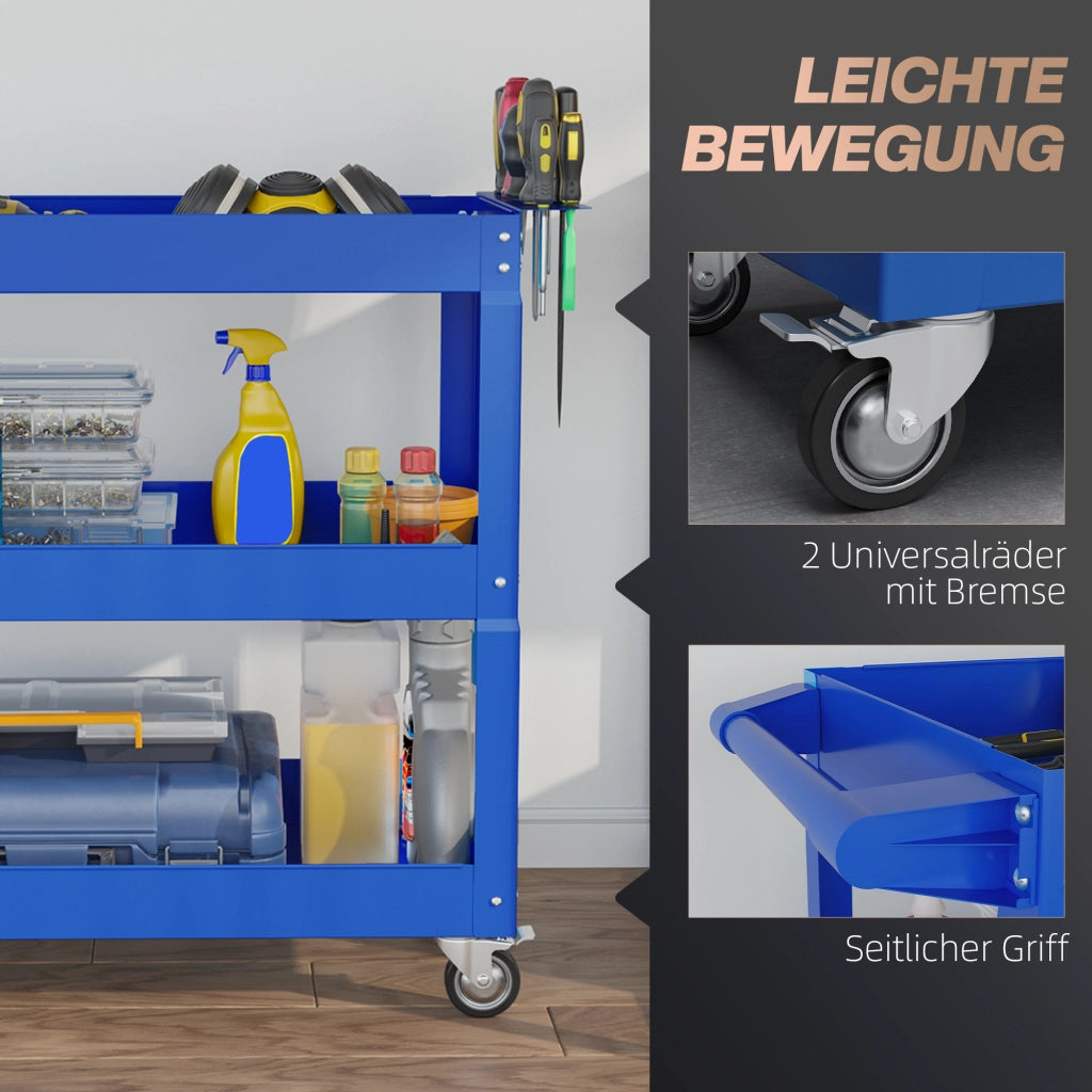 Carrello per attrezzi 3 cassetti ¨C zephmum ¨C Blu, 83x35x76 cm