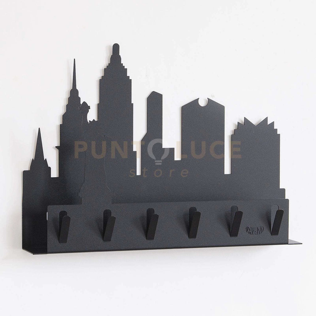 Portachiavi moderno da parete "New York" Nero