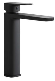 Miscelatore Lavabo Alto Design Minimal Nero Opaco con Piletta Click Clack in Ottone 1”1/4 – Cartuccia Ø35 mm
