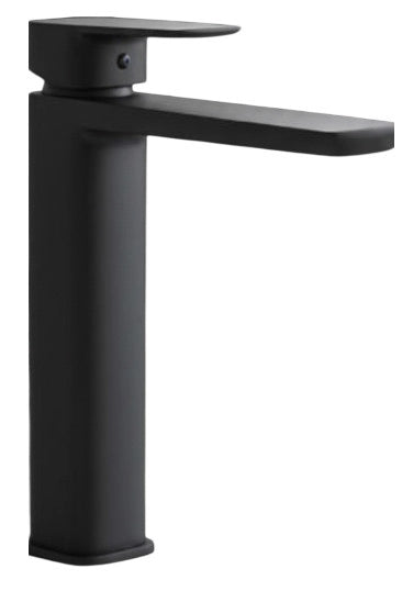 Miscelatore Lavabo Alto Design Minimal Nero Opaco con Piletta Click Clack in Ottone 1”1/4 – Cartuccia Ø35 mm