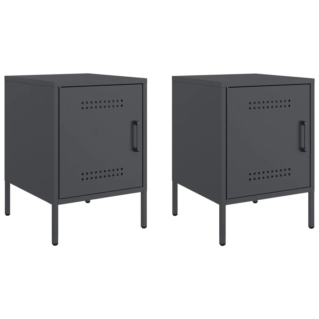 Comodini 2 pz-Set di 2 Tavolino da notte Antracite 36x39x50,5 cm in Acciaio 937457