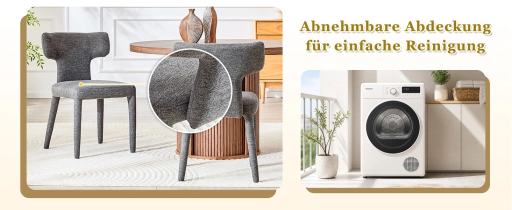 SEDIA Imbottita in Tessuto Grigio Set da 2 pezzi 80,7 cm