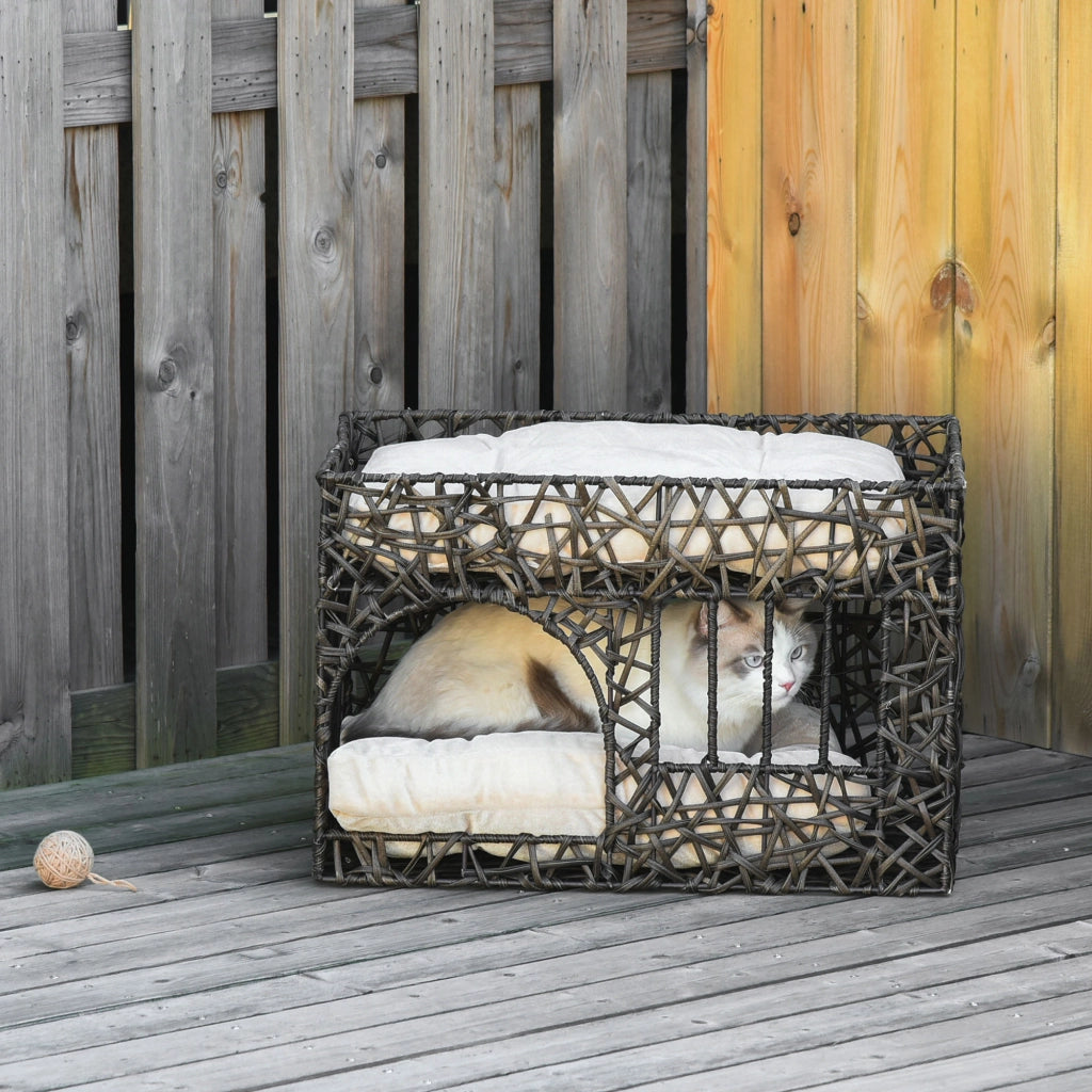 Letto per gatti con cuscini ¨C zephmum ¨C marrone 56x41x45 cm