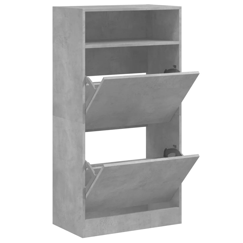 Scarpiera-Scaffale per scarpe Grigio Cemento 60x34x116 cm in Legno Multistrato