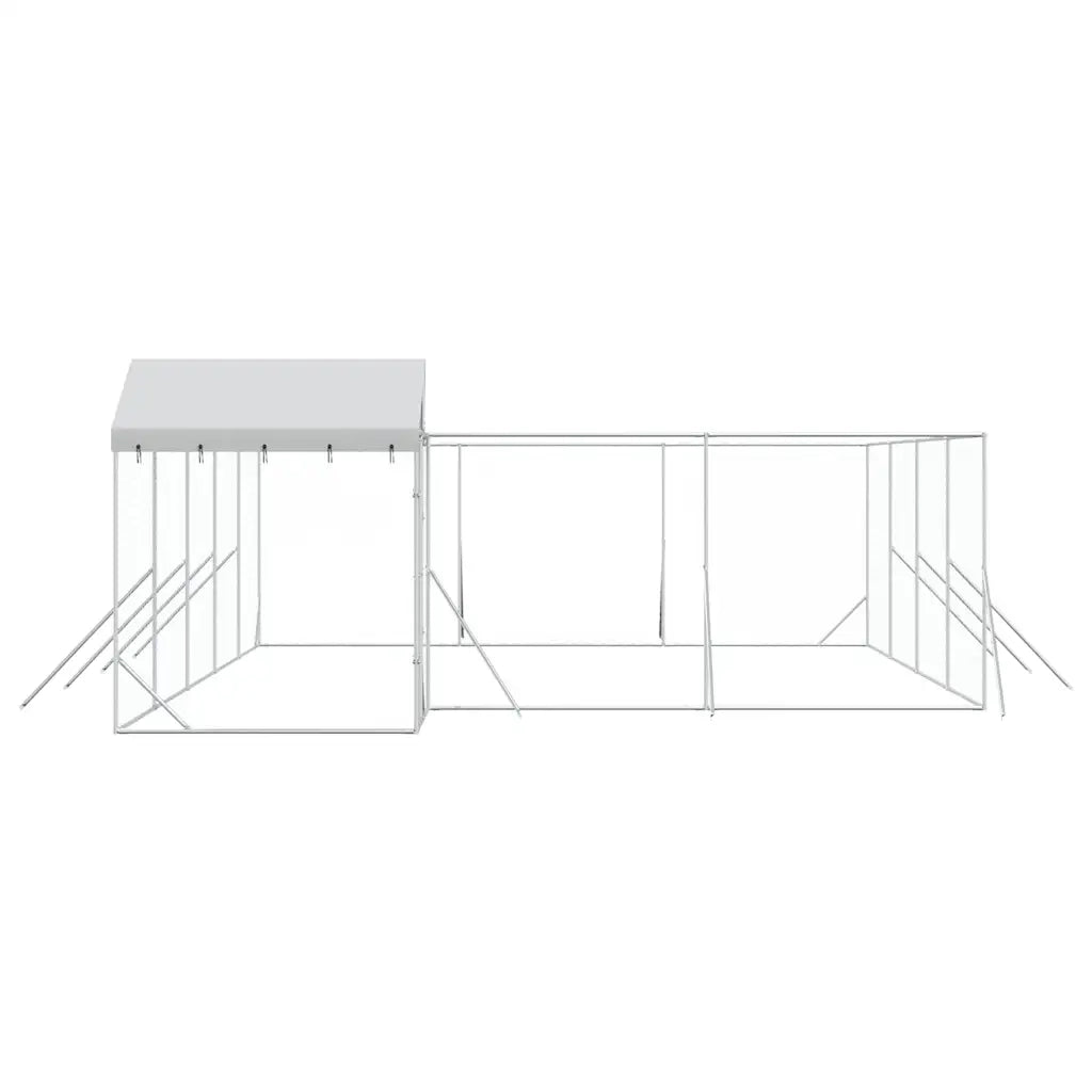 Cuccia Cani da Esterno Tetto Argento 10x6x2,5 m Acciaio Zincato 3190472
