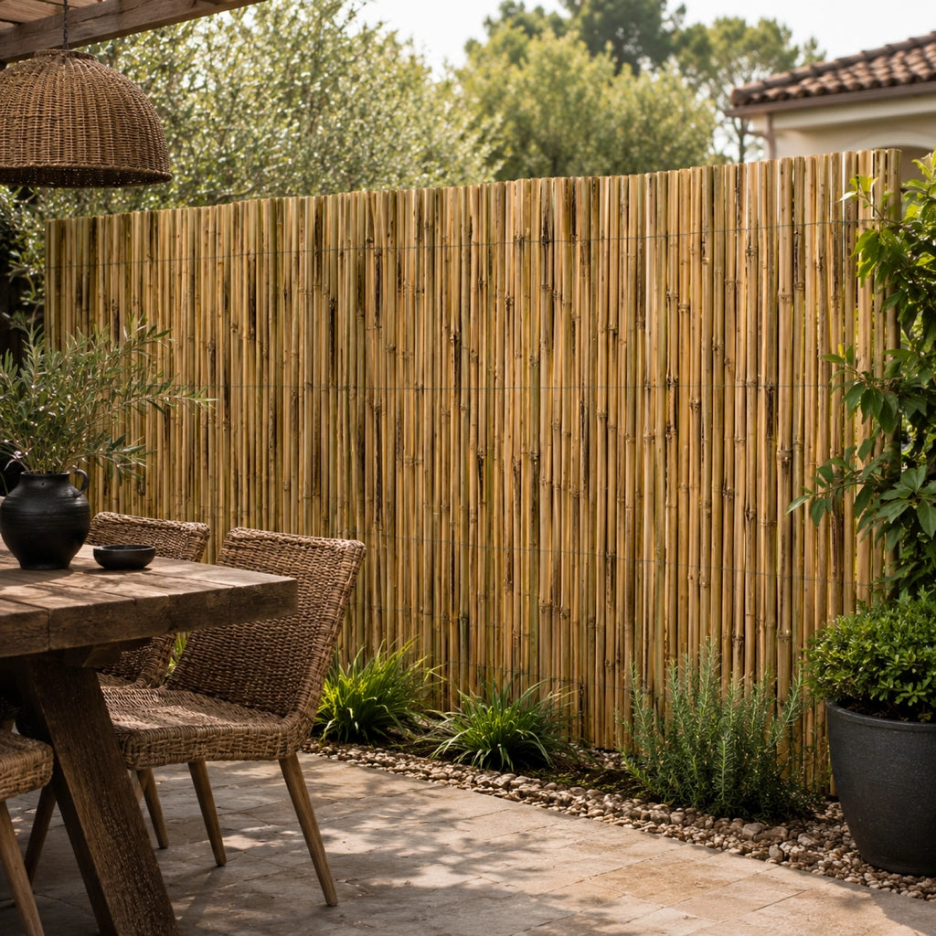 Arella In Bamboo Per Recinzione Ombreggiante Schermatura Privacy Da Esterno Resistente Decorativa Per Giardino Terrazzo Balcone 1.5x3 Metri
