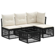 Set Divano da Giardino 5 pcs Nero polyrattan