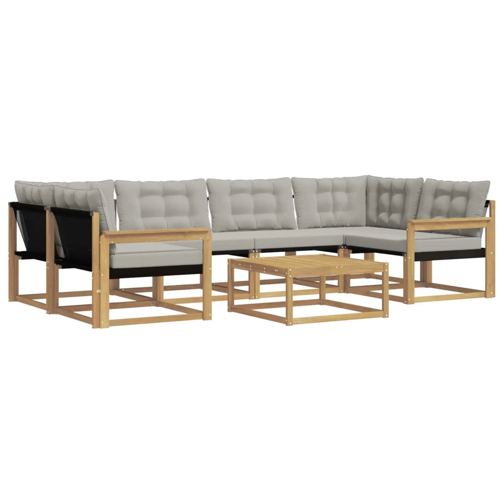 Set di divani da esterno 7 pz Bianco e Grigio Chiaro 3388461