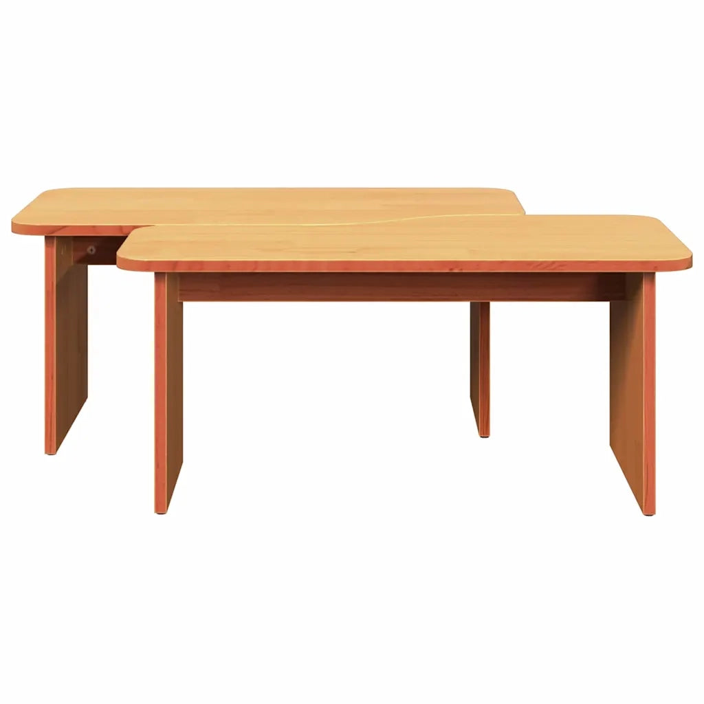 vidaXL Tavolino da salotto 2 pcs Cera marrone 100 x 69 x 35.5 cm