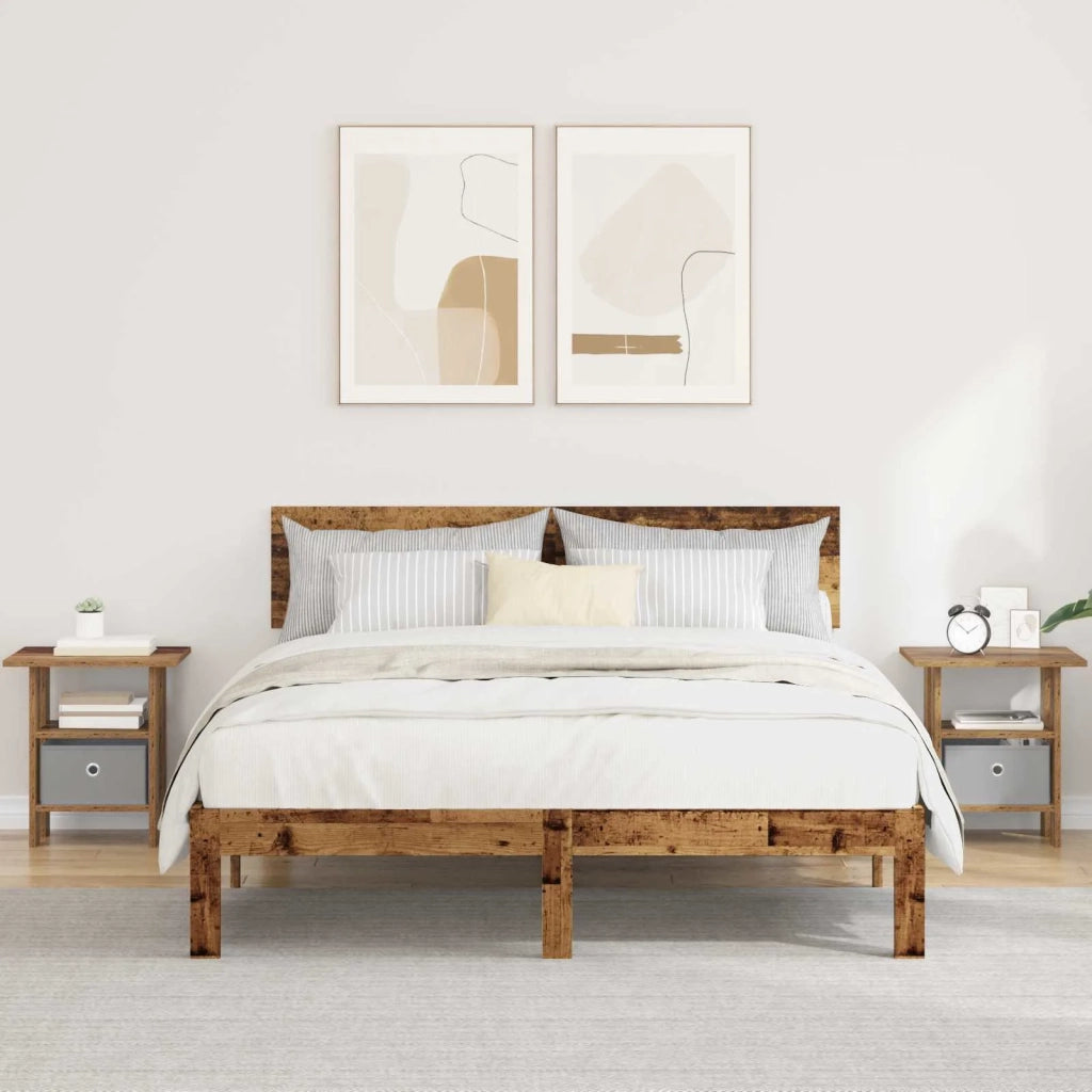 Set di 2 Comodini | Armadio da Notte | Mobiletto da notte Legno vecchio 41 x 40 x 45 cm Legno multistrato