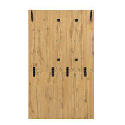 Mobile Ingresso con Specchio; 2 Ante; 1 Cassetto e Seduta Imbottita; Ripiani Regolabili; in MDF; Nero e Legno; 110??37??185;5 cm