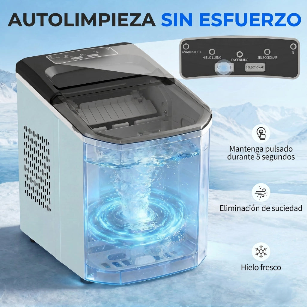 Macchina del ghiaccio automatica ¨C zephmum ¨C 12 kg/24h, 9 cubi in 7 minuti, 2 dimensioni, 1.5L, blu