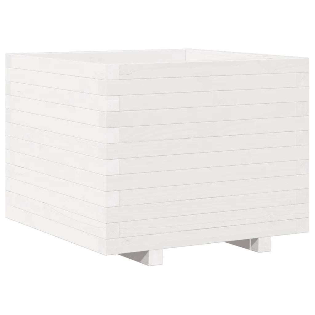 Fioriera da Giardino Bianca 60x60x49,5cm Legno Massello di Pino