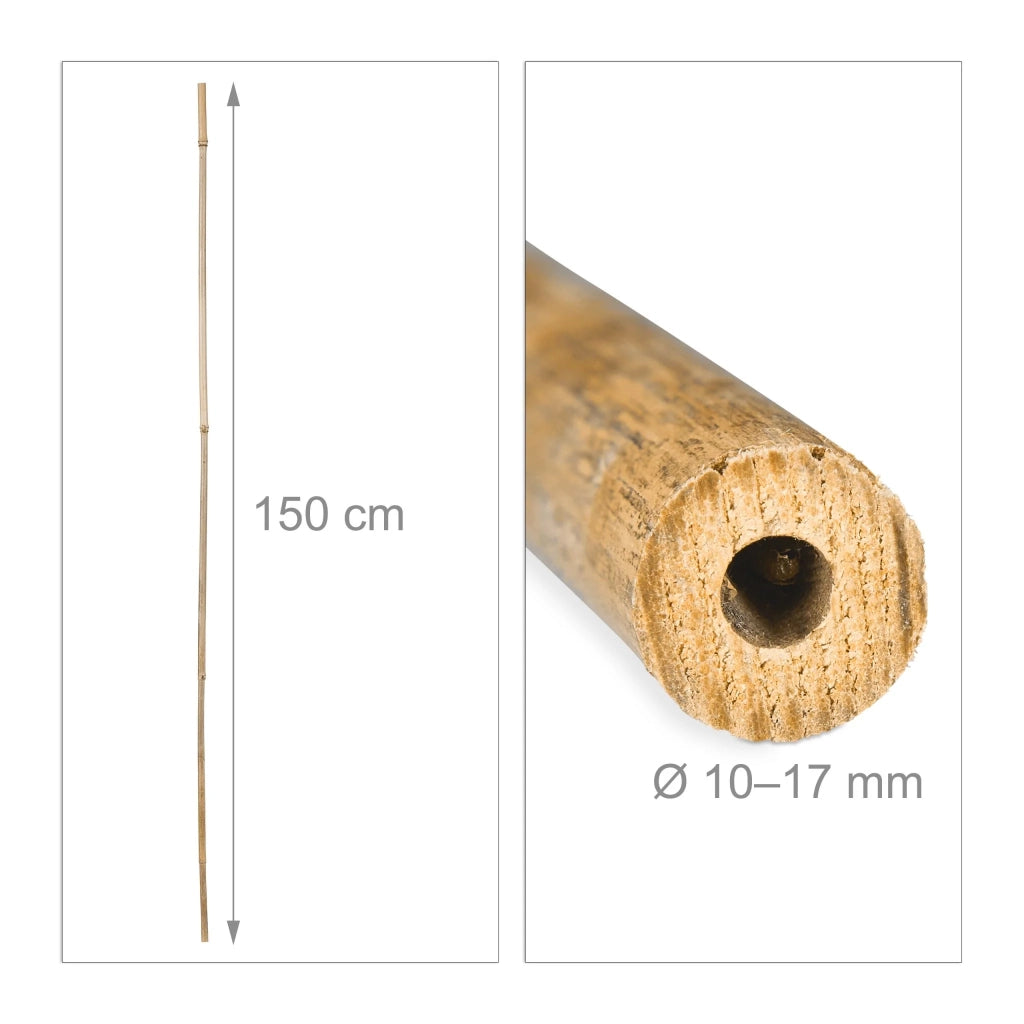 Lotto di 25 steli in bambù naturale per giardino 150 x 10 cm stabilizzazione piante decorazione asiatica in bambù naturale 13_0006321