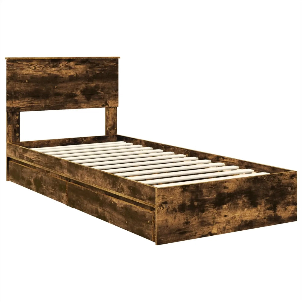 Letto con Contenitore Rovere fumé 90 x 200 cm Legno multistrato