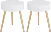 Set di 2 Cassetti Notturni con Prese - Cassettone/Biblioteca - Per Camera da Letto & Salotto - MDF - Bianco con Legno Luminoso - 38x38x47 cm