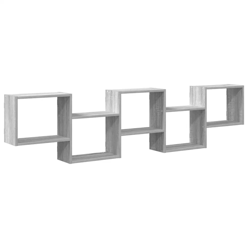 Mensola a Cubo da Parete 5 Scomparti Truciolato Sonoma Grigio 860000