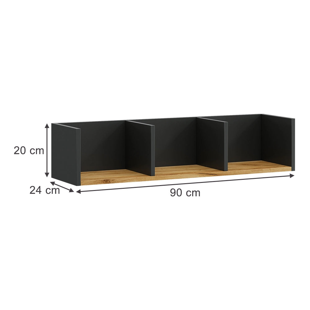 Vicco Libreria da parete Antracite/quercia dorata 90 x 20 cm