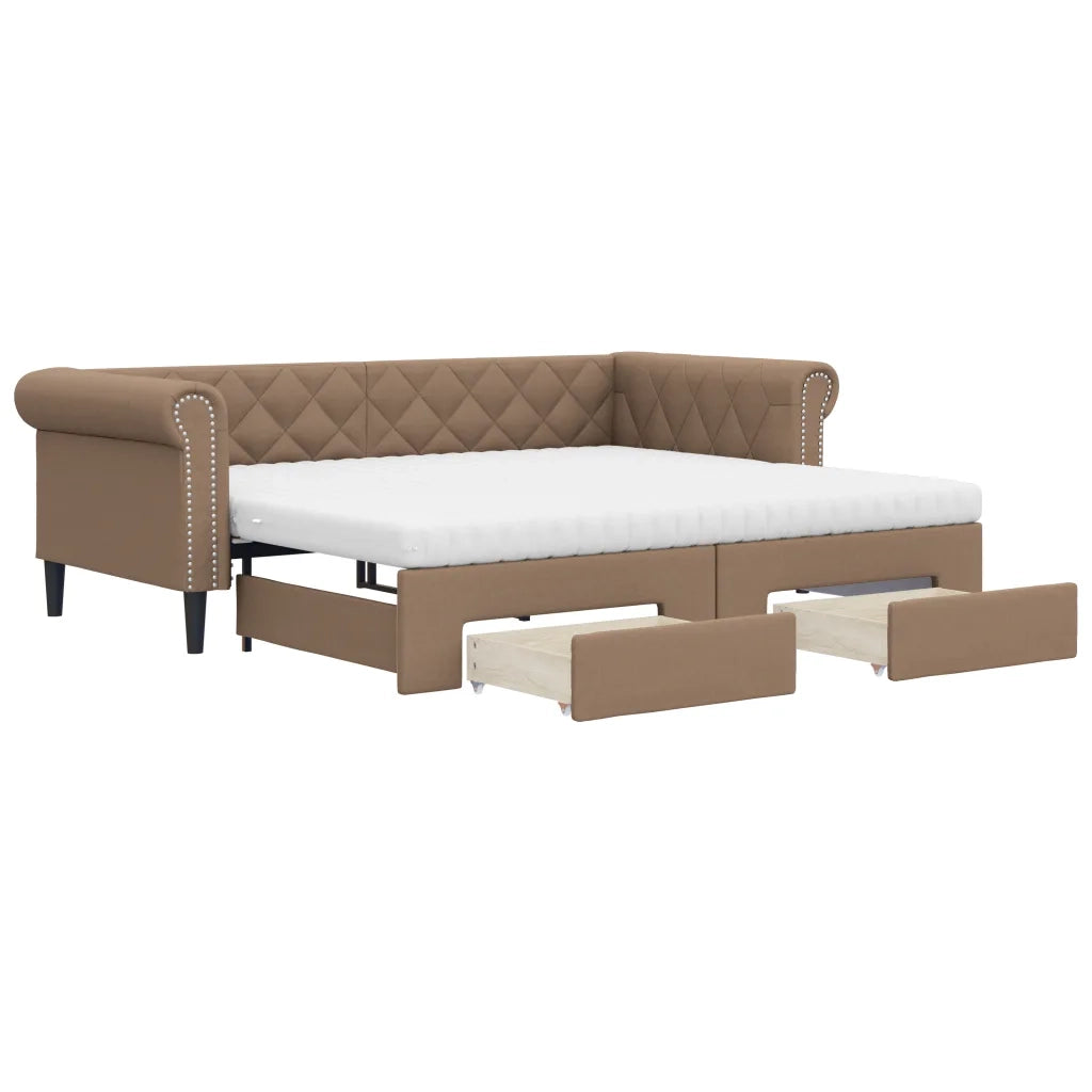 Divano Letto Estraibile Cassetti Cappuccino 90x200cm Similpelle 3197738